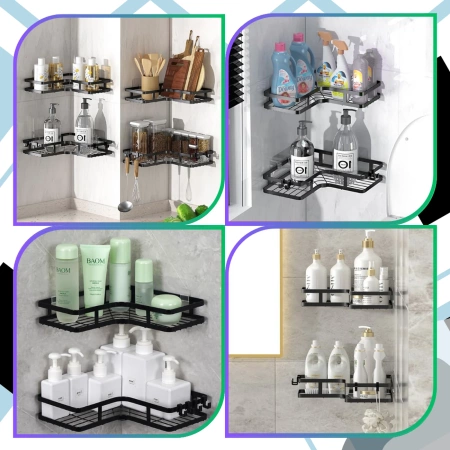 Set de 2 rafturi de bucătărie pentru baie, 25 cm, pentru duș de colț