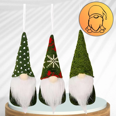 Gnom de Crăciun Moș Crăciun 15 cm Set de agățat Gnome de 3