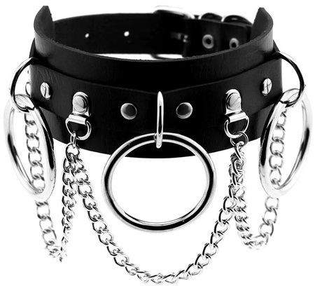 colier Guler din piele GOTHIC Punk Goth negru