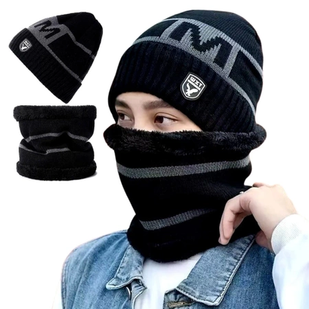 Set izolat de iarna: palarie + incalzitoare pentru gat, tunel exterior barbati