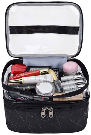 Geanta cosmetica suspendata, neagra, impermeabila, mare, transparenta