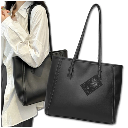 BAD&BAGS geanta shopper din piele de dama clasica neagra