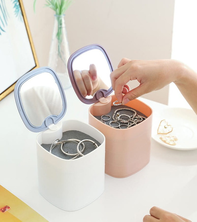 Cutie rotunda cu oglinda pentru organizator de bijuterii Casket