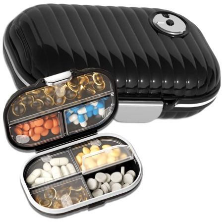 Cutie, geantă, organizator pentru medicamente, 7 zile, negru elegant