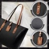 Geantă de mână BAD&BAGS din piele clasică neagră cu inserție maro shopper