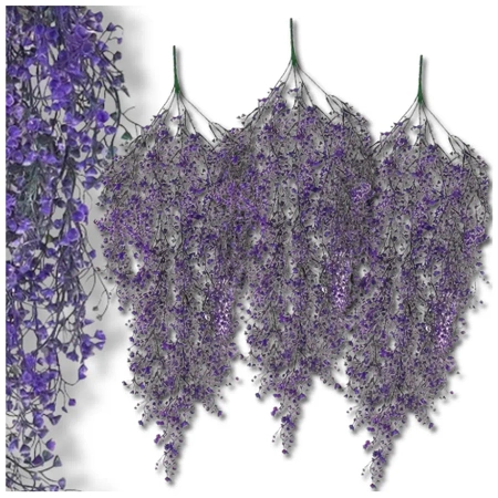 Flori artificiale de salcie decorative suspendate, 3 buc, cățărare violet