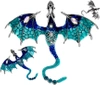 Broșă elegantă cu dragon albastru cu zirconi