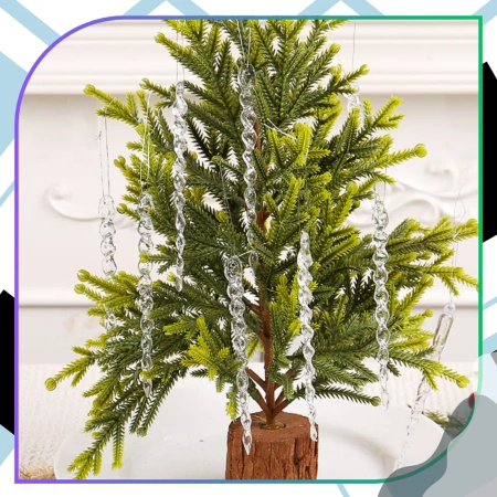 Globuri de Crăciun în formă de țurțur, pandantiv, 12 buc., 15 cm, transparente