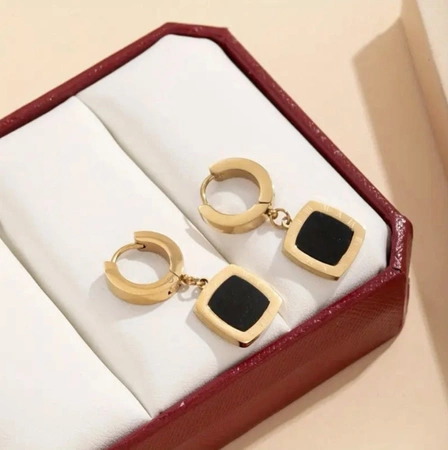 Cercei ceas din aur, otel chirurgical, patrate elegante