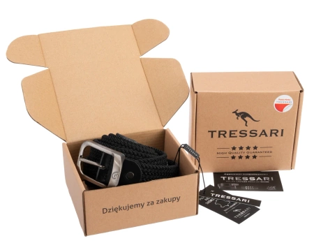 TRESSARI curea elastica impletita neagra catarama argintie