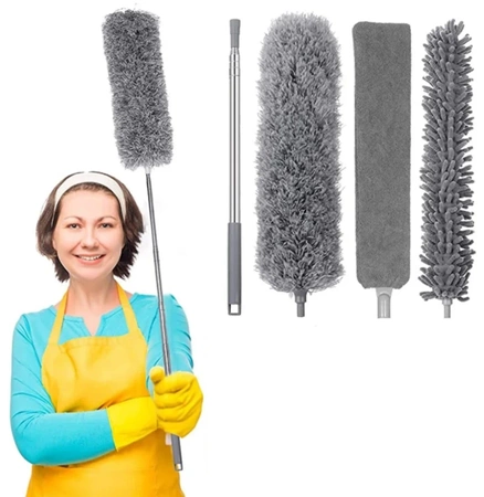 Set de 4 perii de curatare a prafului cu maner telescopic