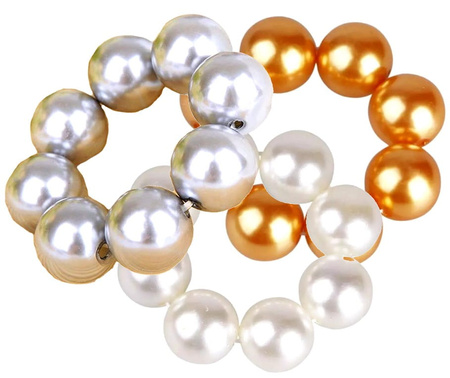 Bandă elastică de păr lată pentru coc cu perle mari