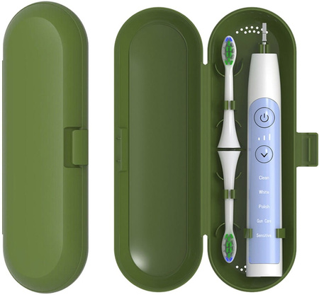 Recipient de călătorie cu husă pentru periuță și pastă de dinți, verde