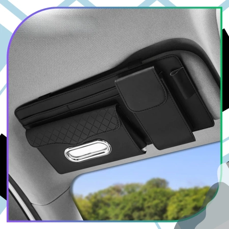 Organizator auto parasolar din piele neagră