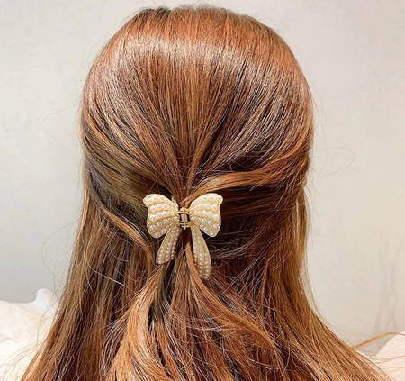 Bandă de păr perlat, fluture perlat, păr alb, strasuri