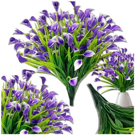 Flori artificiale crini mov decor buchet calla 5buc
