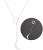Colier lung de argint, oțel chirurgical elegant, soare și lună