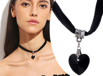 Colier choker cu inimă de catifea de celebritate neagră