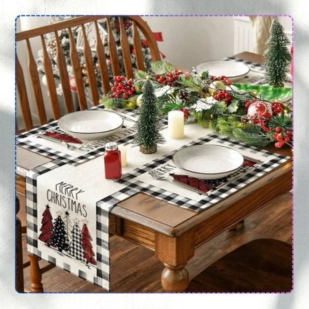 Față de masă albă pentru masa de Crăciun