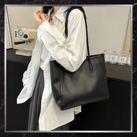 BAD&BAGS geanta shopper din piele de dama clasica neagra