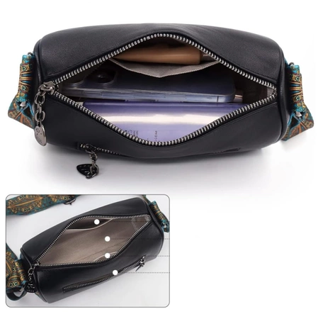 Elegant negru piele geanta de umăr doamnelor postbag