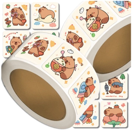 Autocolante capibara desene animate colorate pe rola 300 buc pentru copii DIY