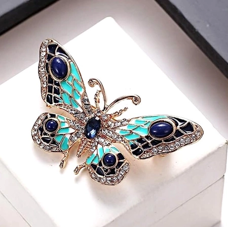 Broșă retro colorată fluture pin cu zirconi
