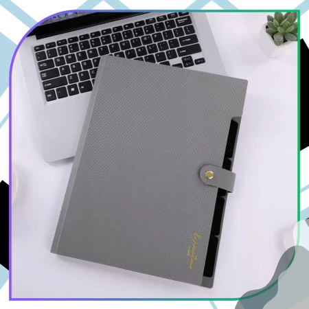 Organizator de dosare pentru documente A4, gri, 5 compartimente