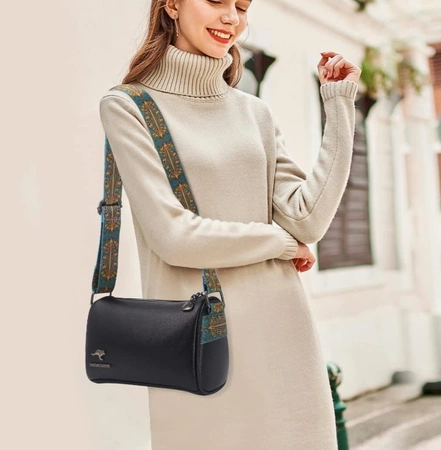 Elegant negru piele geanta de umăr doamnelor postbag