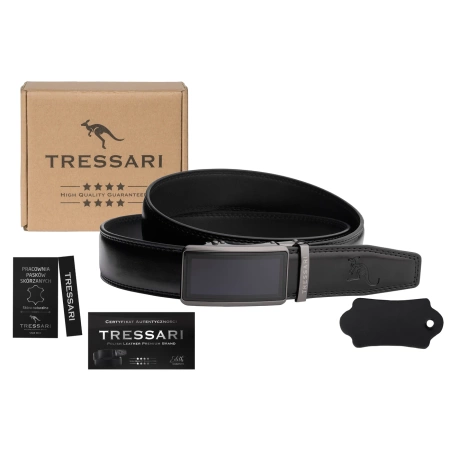 TRESSARI centura automata barbati 115cm piele naturala pentru pantaloni, neagra