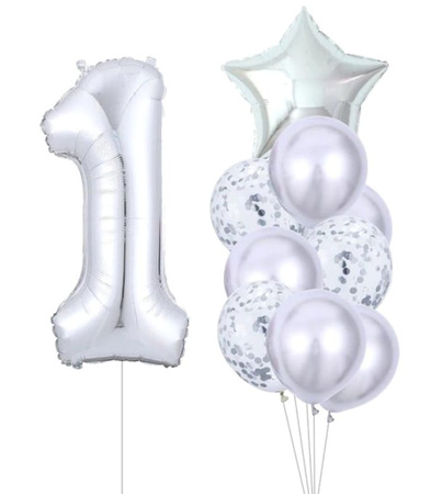Set de 10 baloane argintii pentru ziua de nastere