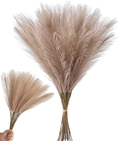 Iarbă artificială de pampas, 20 buc, stuf decorativ maro, pene