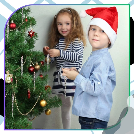 Țurțuri pentru brad de Crăciun, 12 globuri decorative de 13 cm, pandantiv