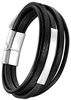 Bratara din piele punk negru barbati otel inoxidabil