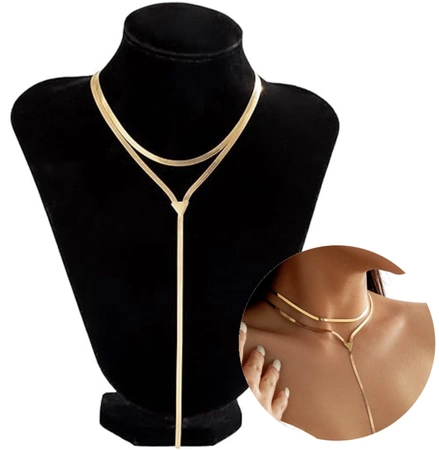 Colier lung, elegant, din oțel chirurgical auriu