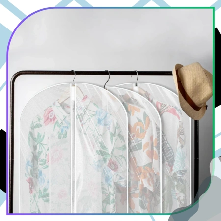 Huse de haine organizator de dulap alb translucid set de 5 impermeabile