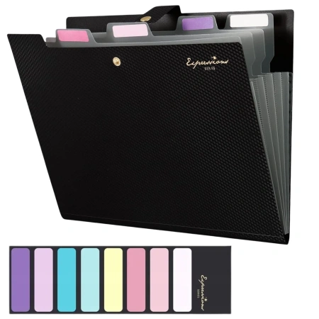 Dosar A4, organizator de documente, servietă, 5 compartimente, negru