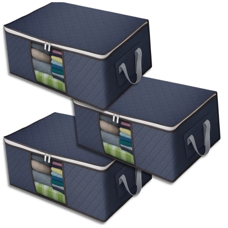 Set organizator 90L cu 3 saci pentru dulapuri, lenjerie de pat, haine, dimensiune mare