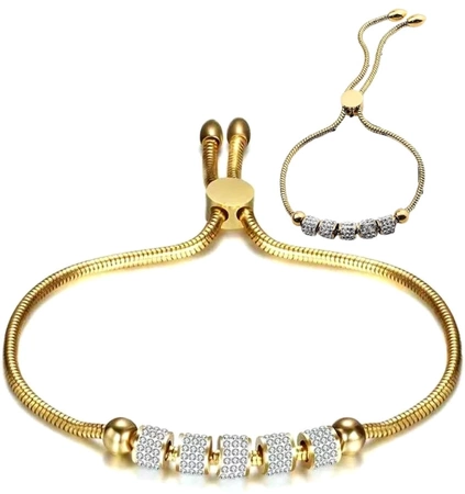 Bratara eleganta din otel chirurgical auriu cu zirconi