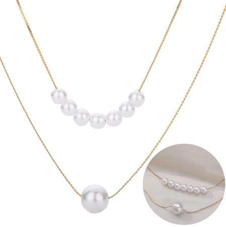 Colier elegant din oțel multi-chirurgical auriu cu perle