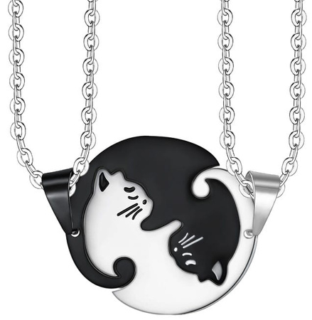 BEST FRIENDS colier din oțel chirurgical pentru cupluri Cat Cats