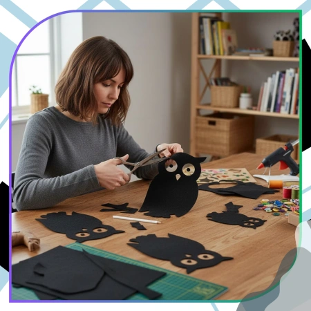 Foi decorative din fetru negru 30x30cm set de 10