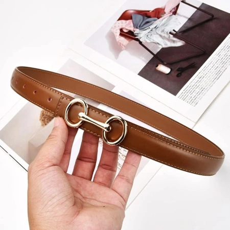 Curea de dama din piele naturala maro, reglabila pe talia rochiei