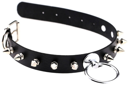 Colier din piele punk guler gotic choker cu vârfuri întunecate