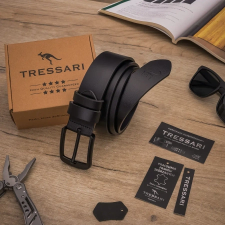 TRESSARI curea pantalon barbati 125 cm 100% piele naturala, piele neagra