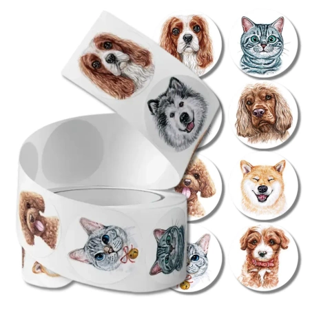 Autocolante pe rola 500 buc. animale colorate DIY pentru copii