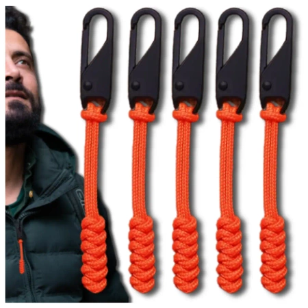 Set pandantive din metal portocaliu, 5 piese, sfoară pentru glisoare cu fermoar