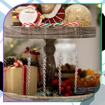 Globuri de Crăciun în formă de țurțur, pandantiv, 12 buc., 15 cm, transparente