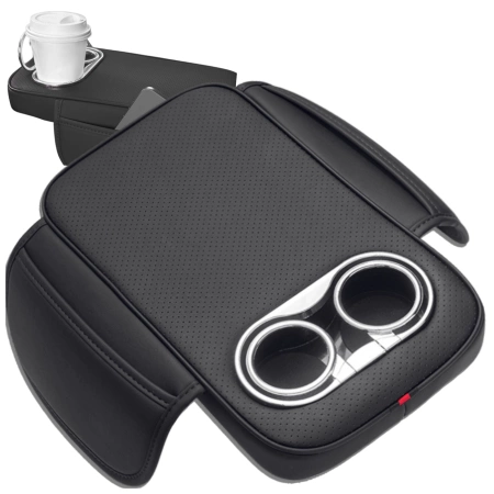 Husa cotiera auto, din piele ecologica, cu suport pentru pahare si buzunar