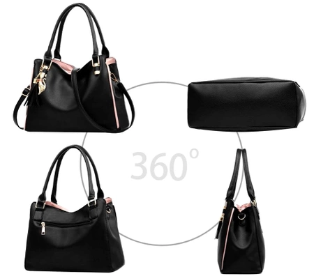 Geanta shopper dama, piele ecologica neagra